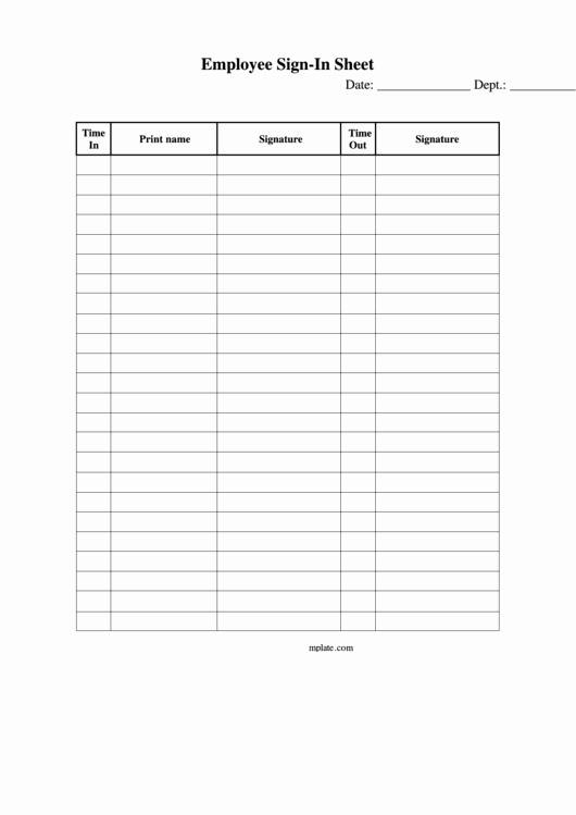 Employees Sign In Sheet Lovely Employee Sign In Sheet Template Printable Pdf