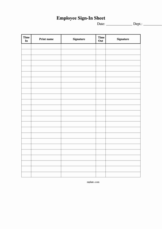 Employees Sign In Sheet
