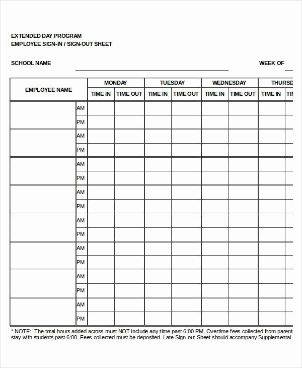 Employees Sign In Sheet Lovely Employee Sign In Sheets 8 Free Word Pdf Excel