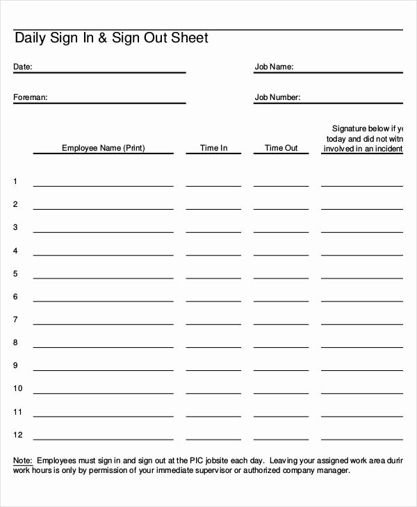 Employees Sign In Sheet Luxury Employee Sign In Sheets 8 Free Word Pdf Excel