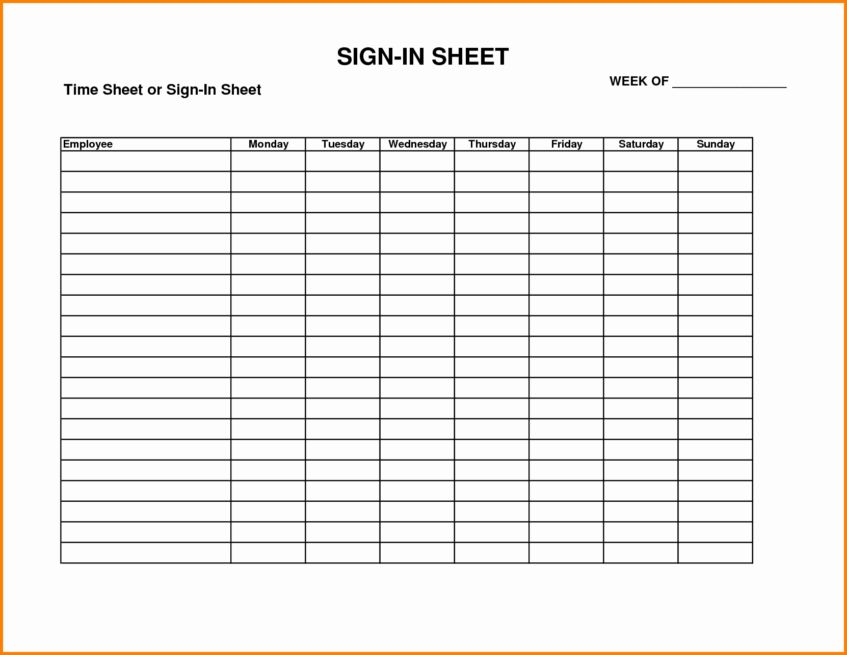 Employees Sign In Sheet New Sign In Timesheet Idealstalist