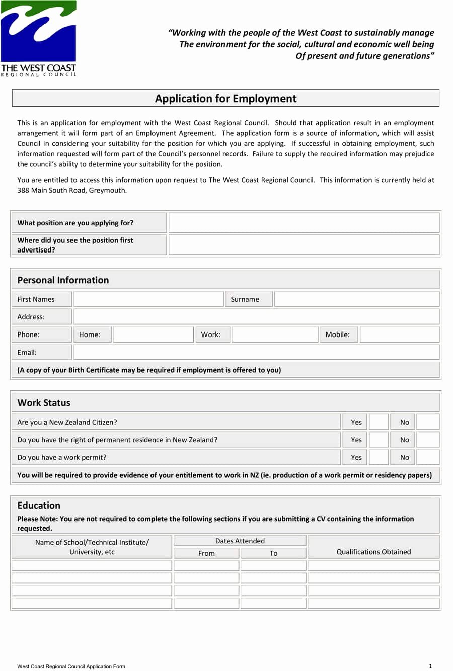 Employment Applications Printable Template Awesome 50 Free Employment Job Application form Templates