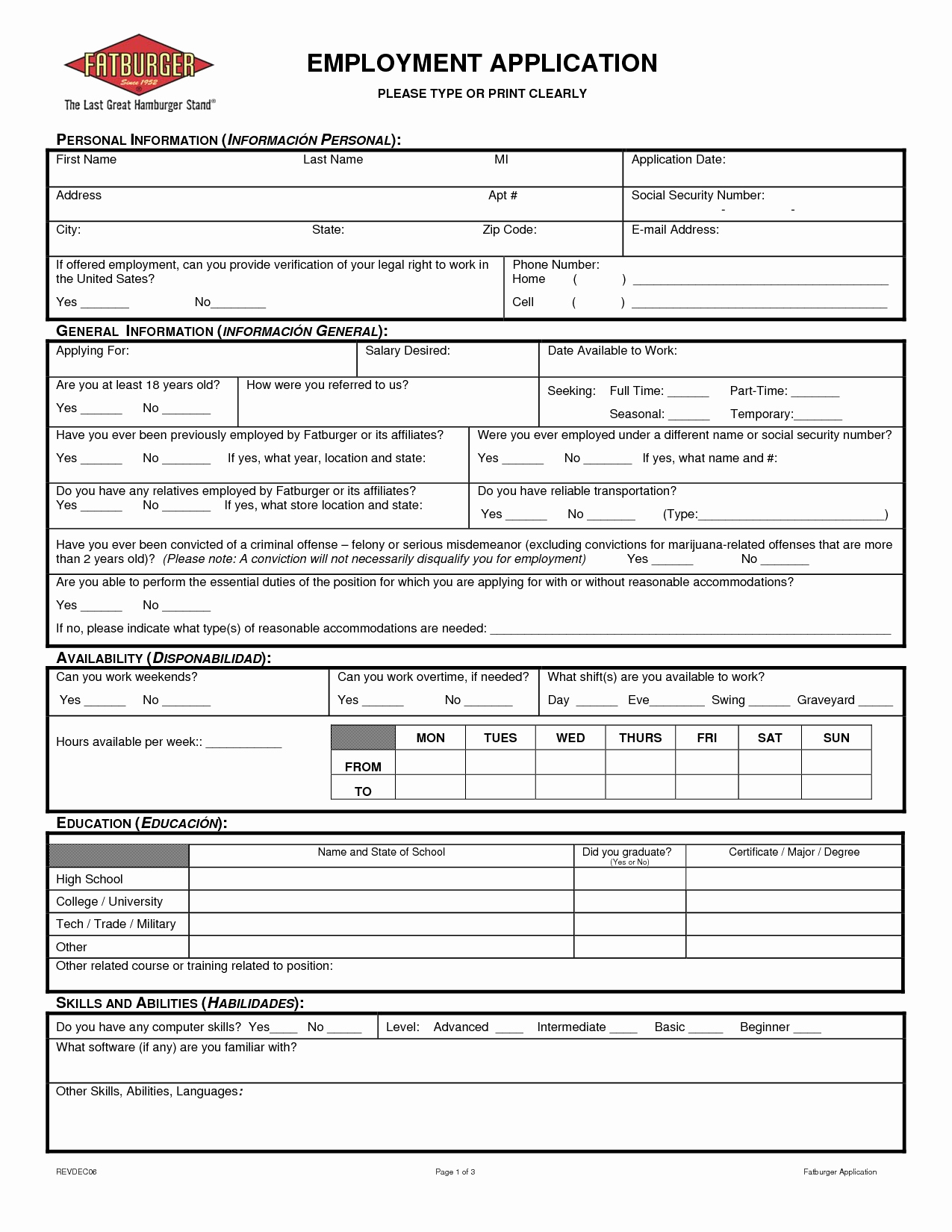 Employment Applications Printable Template Awesome Best S Of Free Job Application Template Pdf Free