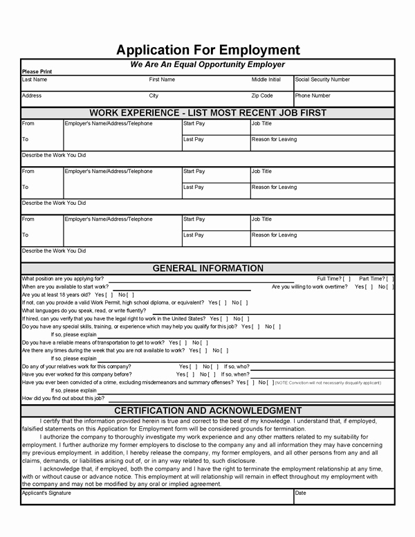 Employment Applications Printable Template Best Of Job Opportunities Brielle &amp; toms River Nj