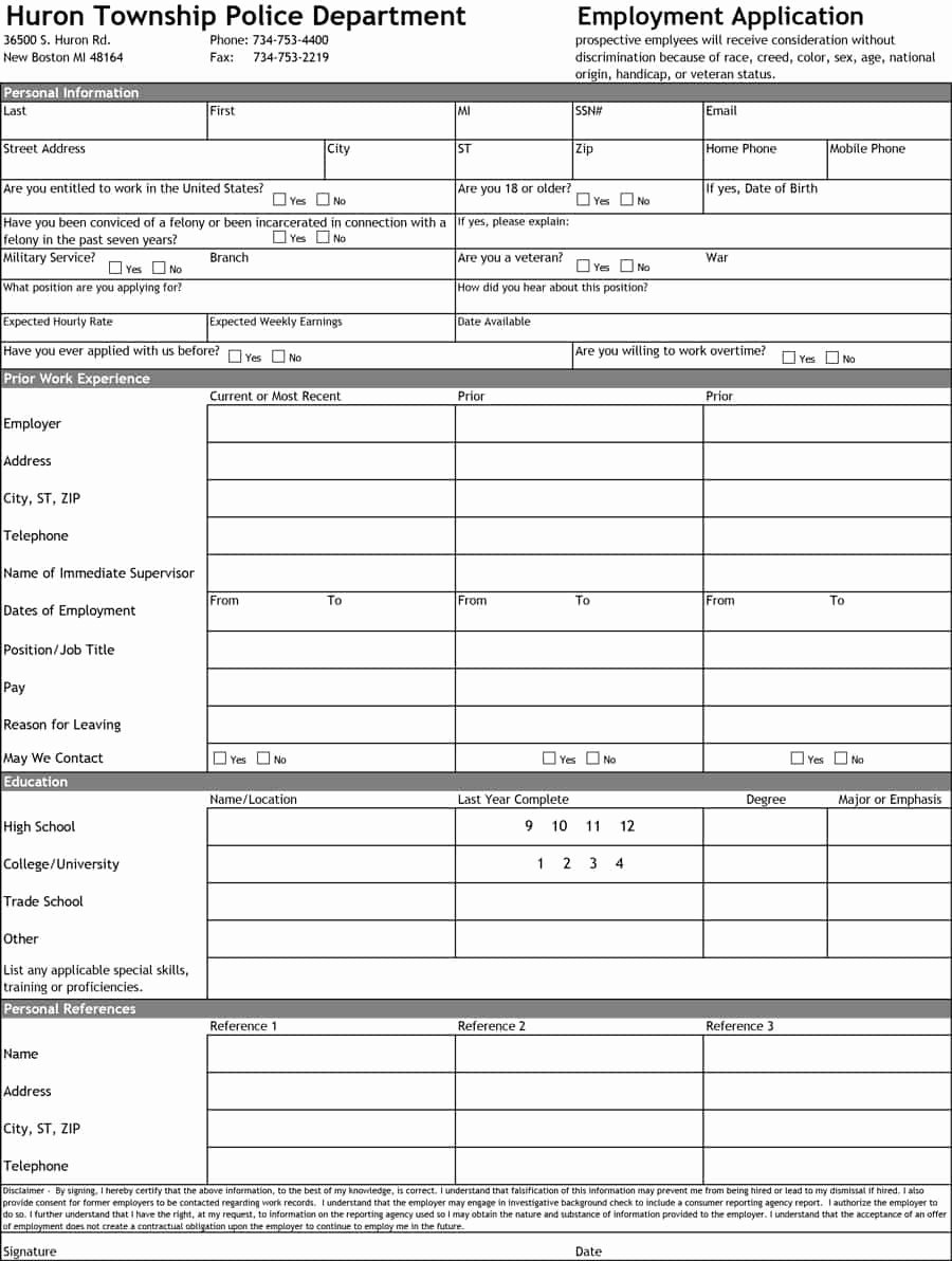 Employment Applications Printable Template Lovely 8 Free Standard Job Application form Template format