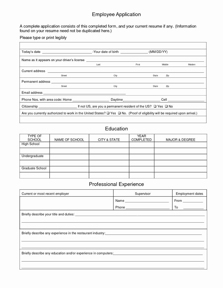 Employment Applications Printable Template New Best 20 Employment Applications Images On Pinterest