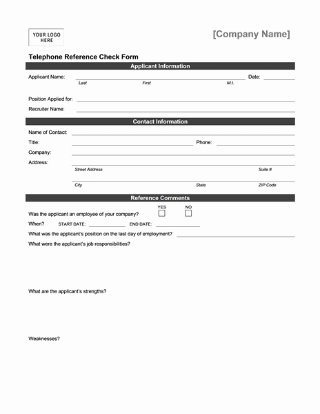 Employment Reference Request form Best Of Logs Fice