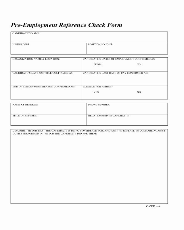 Employment Reference Request form Best Of Pre Employment Reference Check form Edit Fill Sign