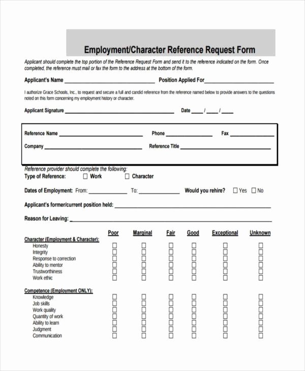 Employment Reference Request form Elegant Free Employment form Samples 35 Free Documents In Word Pdf