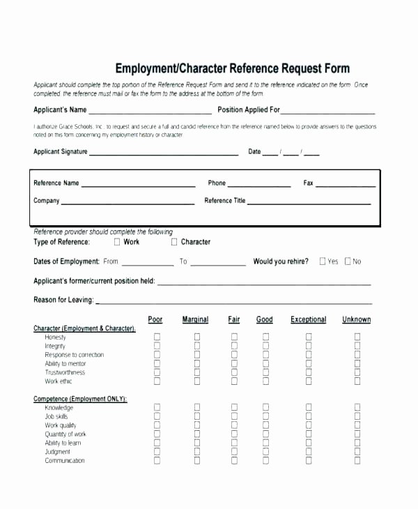 Employment Reference Request form Elegant Reference Template form Employment Request Uk Employee
