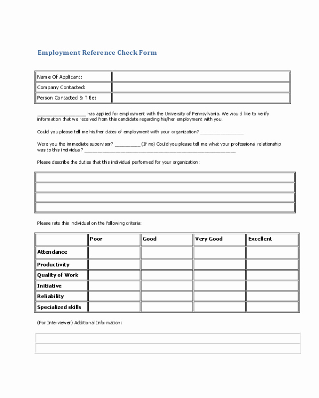 Employment Reference Request form Inspirational 2019 Employee Reference Check form Fillable Printable