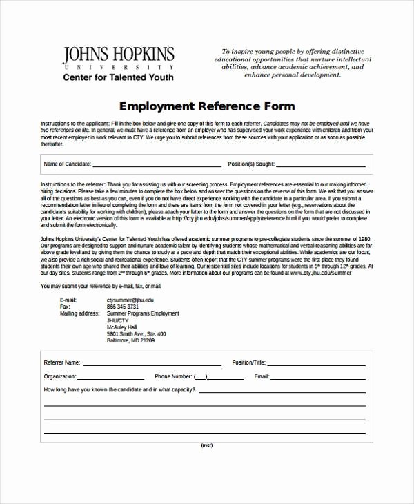 Employment Reference Request form Inspirational Employment form Templates