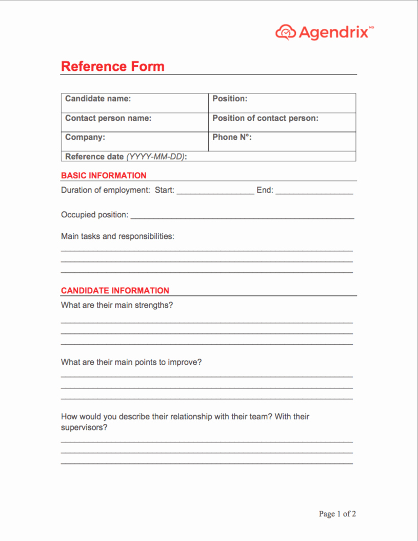 Employment Reference Request form Inspirational Reference form Free Hr tools