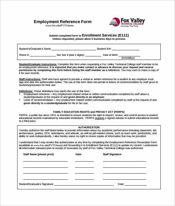 Employment Reference Request form New 5 Employment Authorization forms