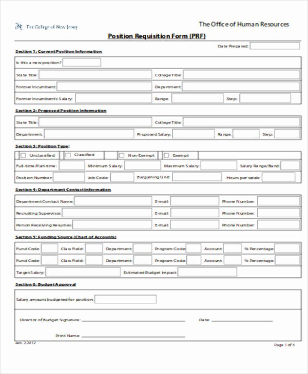 Employment Requisition form Beautiful 40 Sample Requisition form In Pdf