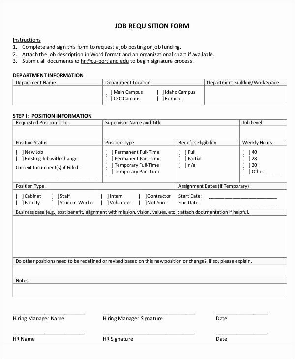 Employment Requisition form Luxury Requisition form Example