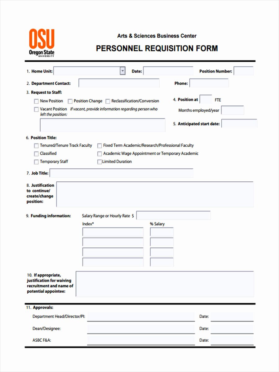 Employment Requisition form Unique 5 Personnel Requisition forms Free Sample Example
