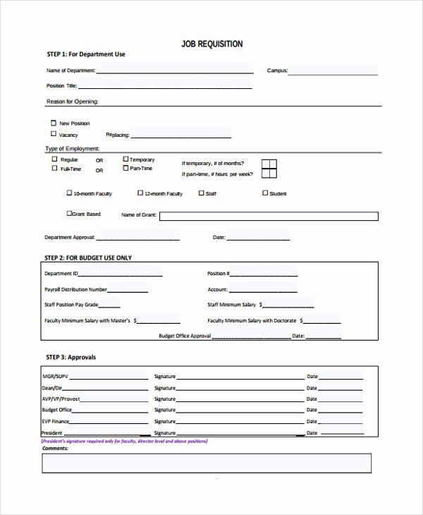 Employment Requisition form Unique Sample Requisition forms