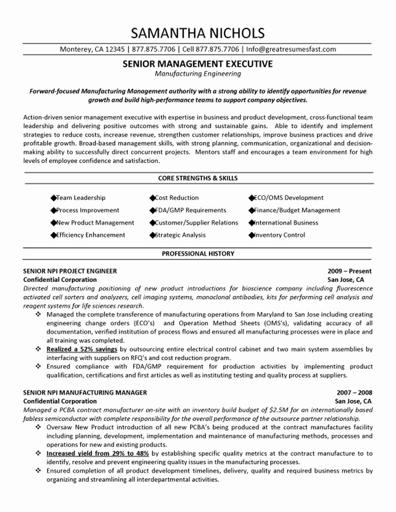 Engineering Contract Template Awesome Senior Management Executive Manufacturing Engineering