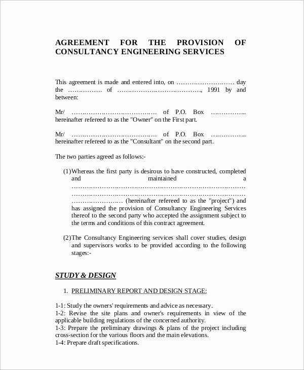 Engineering Contract Template Best Of Sample Standard Consulting Agreement 12 Documents In