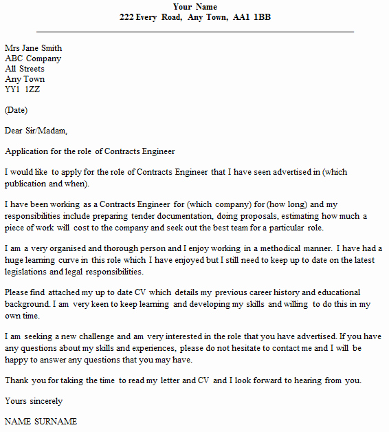 Engineering Contract Template Lovely Contracts Engineer Cover Letter Example Icover