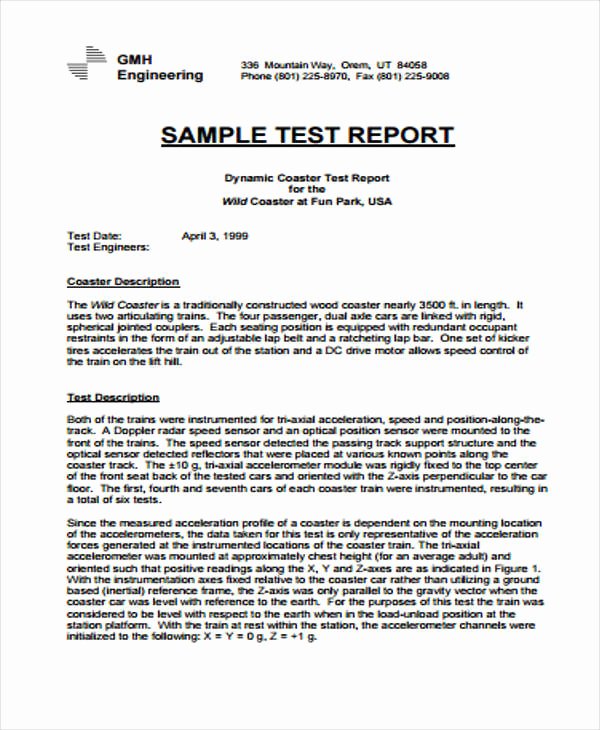 Engineering Report Example Beautiful 9 Test Report Templates Free Pdf Google Docs Word