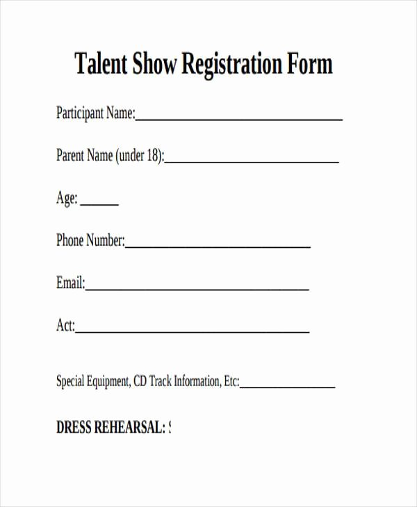 Entry form Template Free Awesome 10 Talent Show Registration form Samples Free Sample