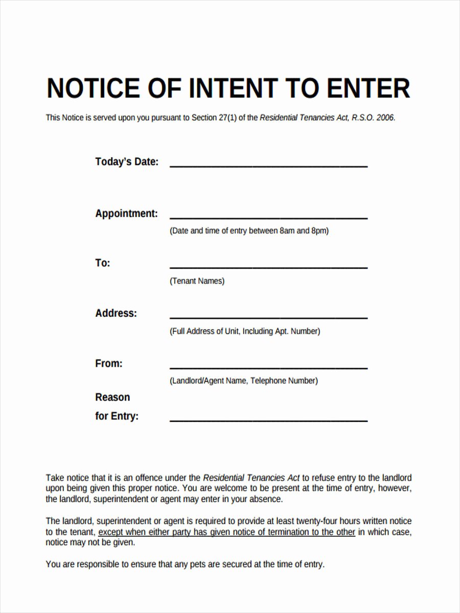 Entry form Template Word Lovely Notice Of Entry forms 6 Free Documents In Word Pdf