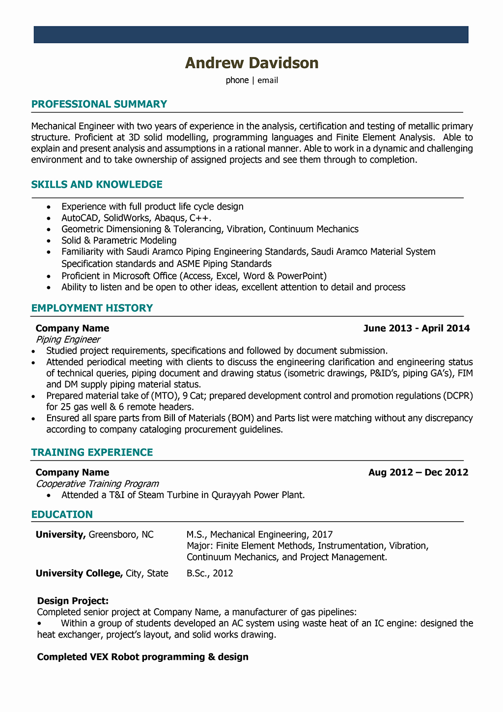 Entry Level Mechanical Engineering Resume Beautiful Mechanical Engineer Resume Samples and Writing Guide [10