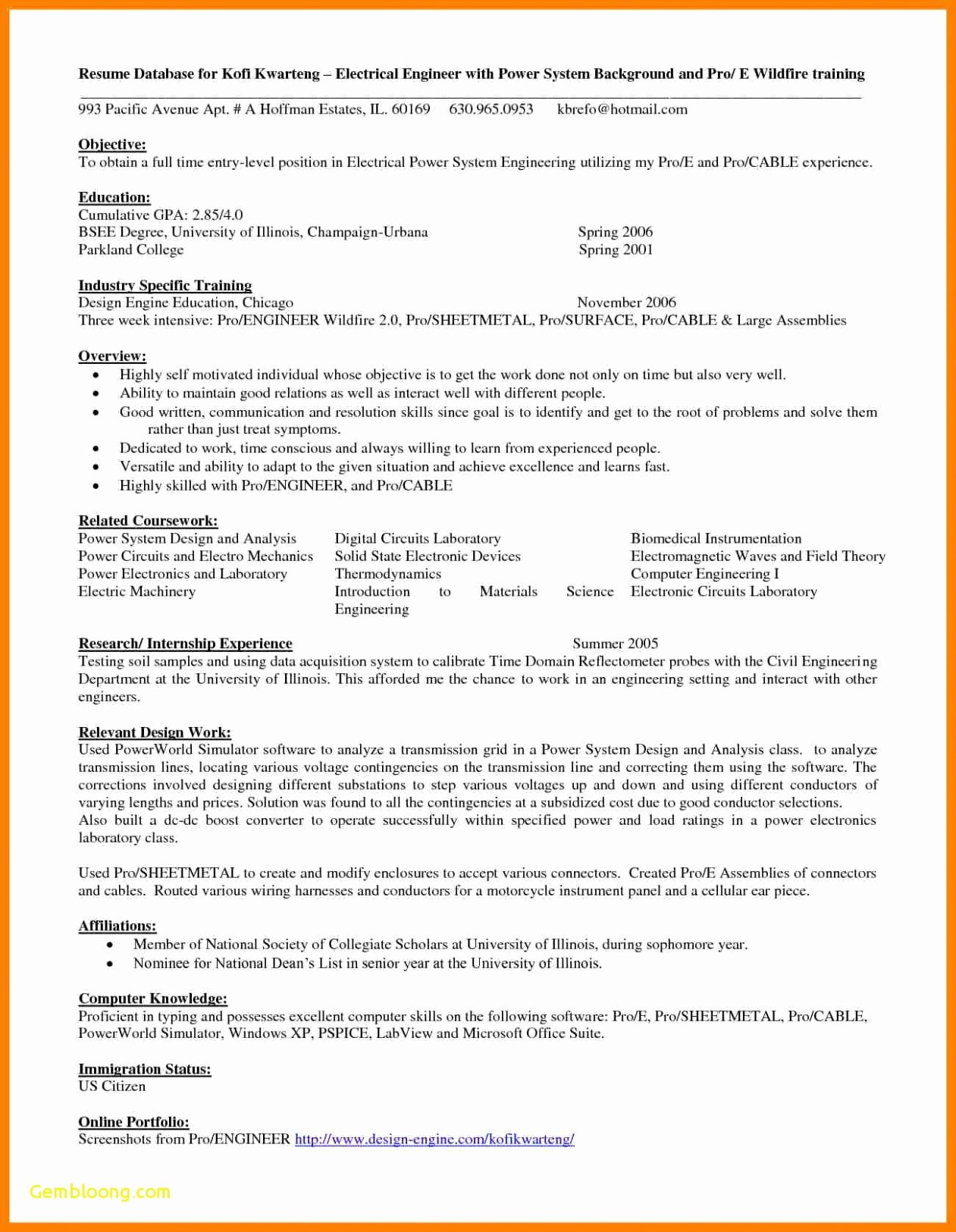 Entry Level Mechanical Engineering Resume Elegant 8 9 Mechanical Engineering Resumes Samples