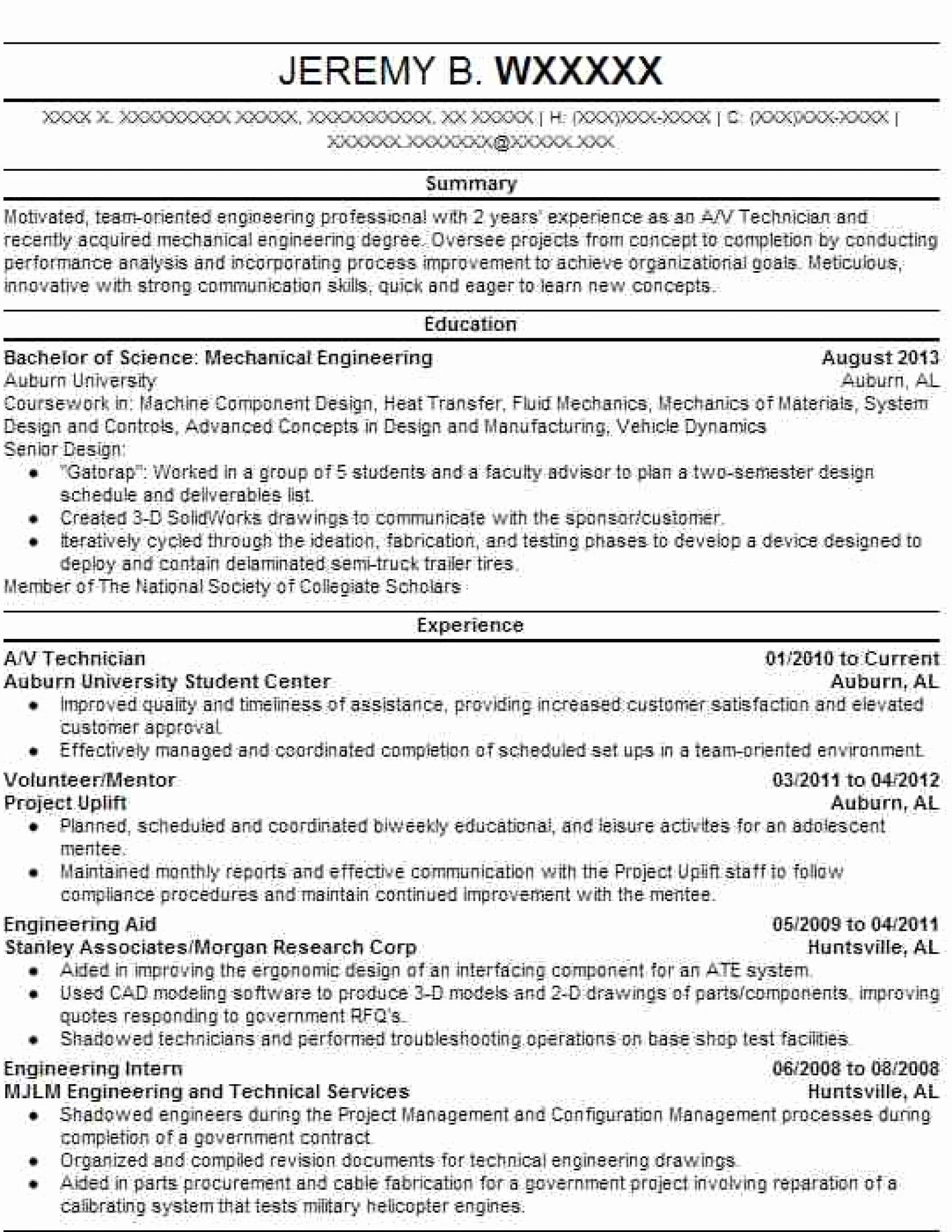 Entry Level Mechanical Engineering Resume New 8 9 Mechanical Engineering Resumes Samples