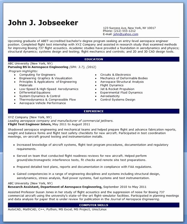 Entry Level Mechanical Engineering Resume New Entry Level Aerospace Engineer Resume Sample