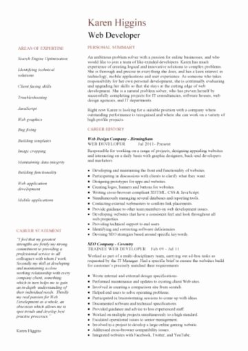 Entry Level Web Developer Resume Examples Luxury Web Developer Resume Example Cv Designer Template