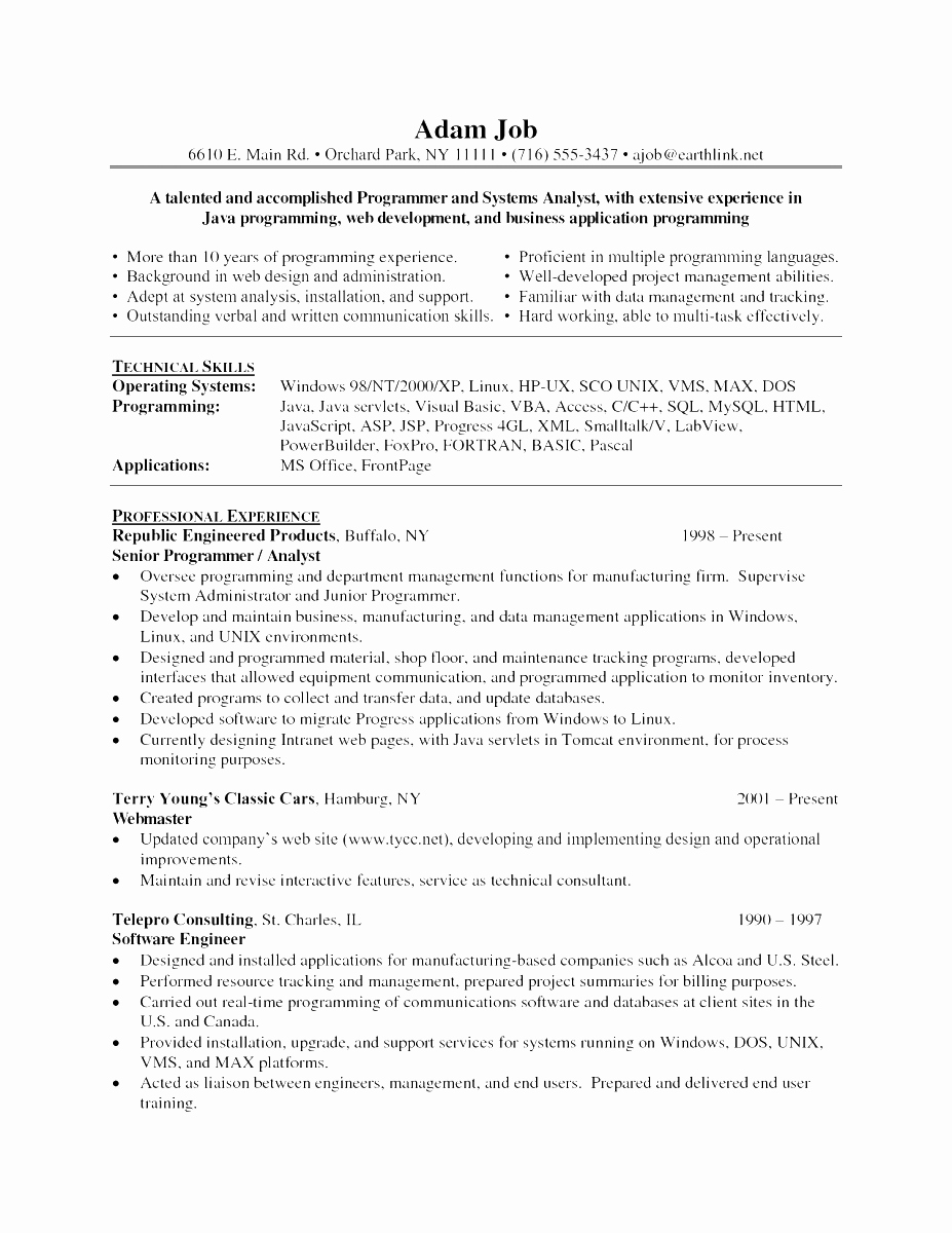 Entry Level Web Developer Resume Examples New Entry Level Sql Developer Resume Sample