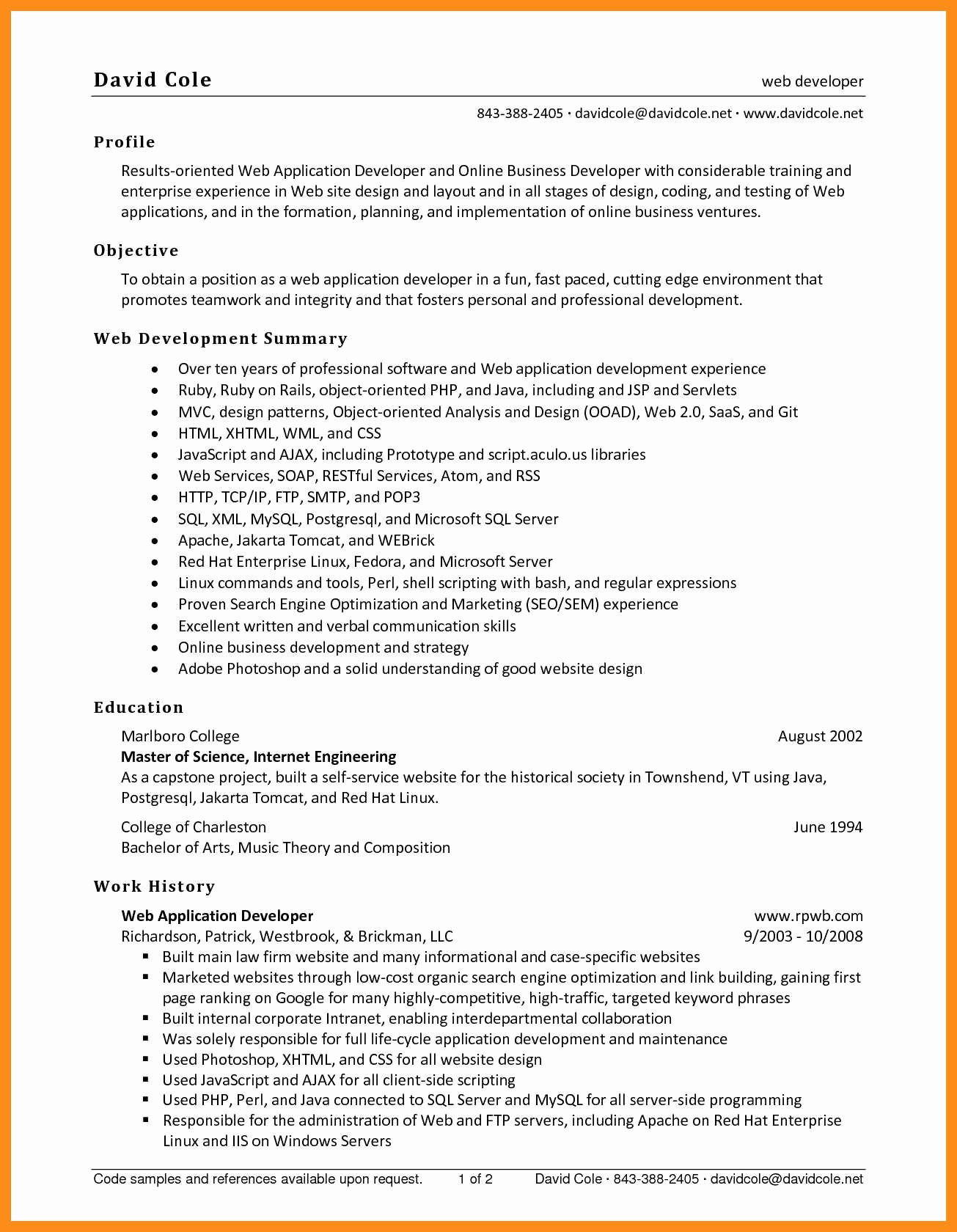 Entry Level Web Developer Resume Examples Unique 9 10 Entry Level Net Developer Resume