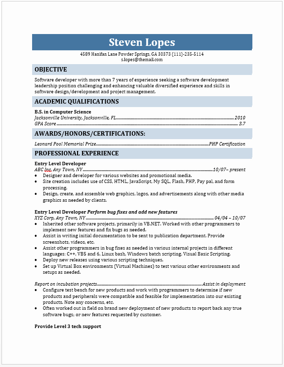 Entry Level Web Developer Resume Examples Unique Entry Level Web Developer Resume the Resume Template Site