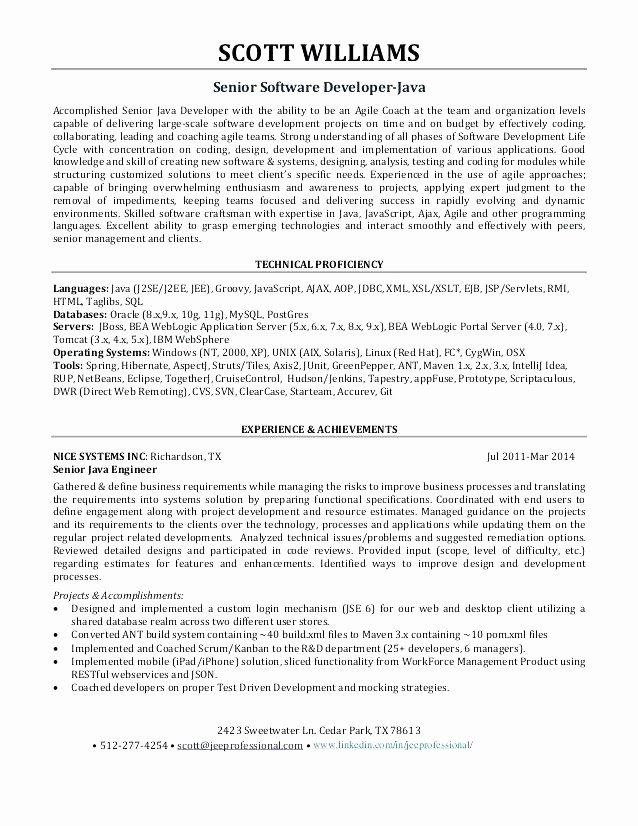 Entry Level Web Developer Resume Examples Unique Java Developer Resume