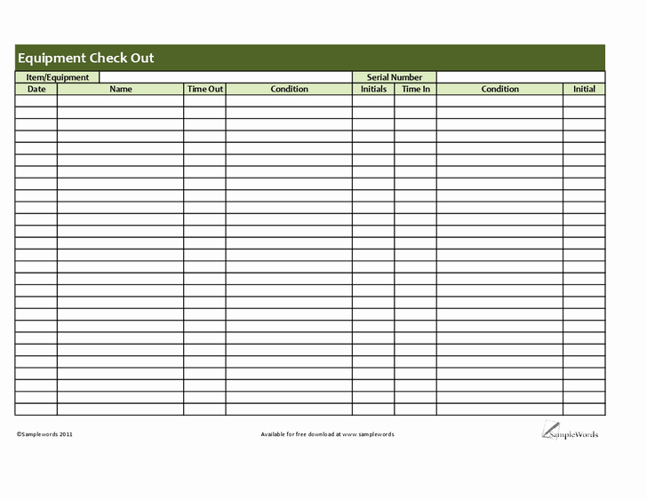Equipment Checkout form Template Elegant 8 Best S Of Technology Check Out form tool Check