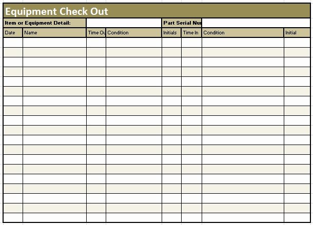 Equipment Checkout form Template Elegant Check Out Sheet Template Invitation Template