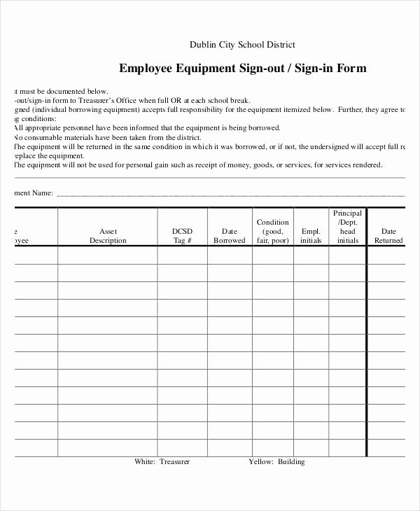 Equipment Checkout form Template Unique Employee Sign In Sheets 8 Free Word Pdf Excel