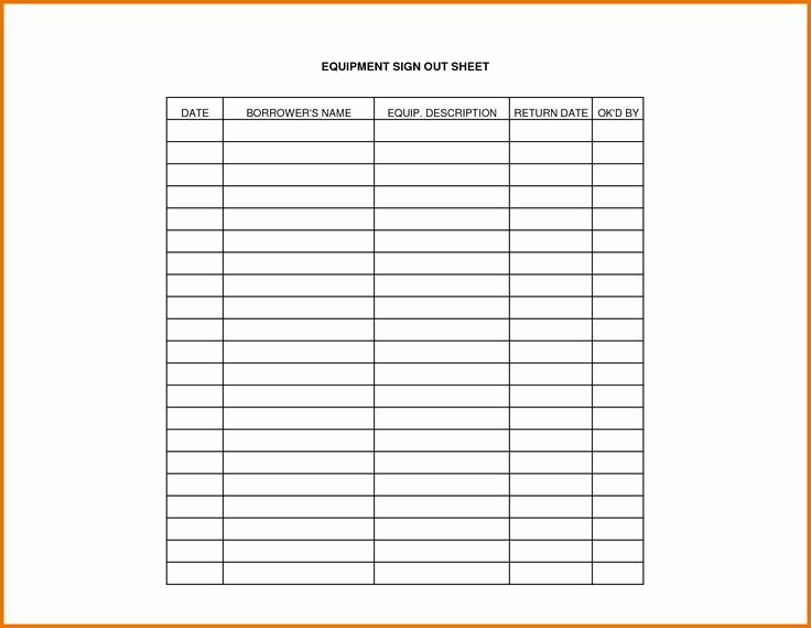 Equipment Checkout form Template Unique Equipment Sign Out Sheet Template