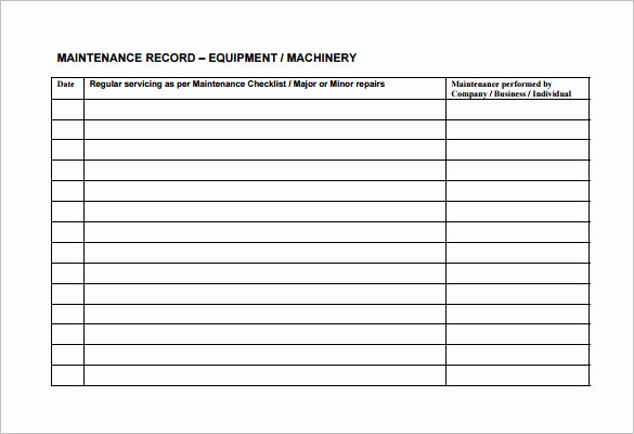 Equipment Maintenance Log Template Excel Awesome Equipment Maintenance Schedule Template Excel