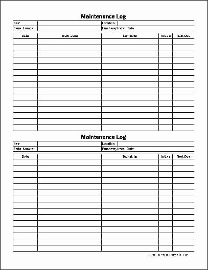 Equipment Maintenance Log Template Excel Beautiful 5 Equipment Maintenance Log Templates
