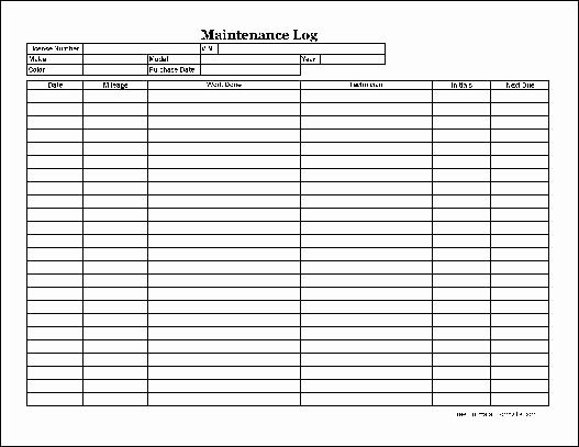 Equipment Maintenance Log Template Excel Beautiful Maintenance Log Gallery