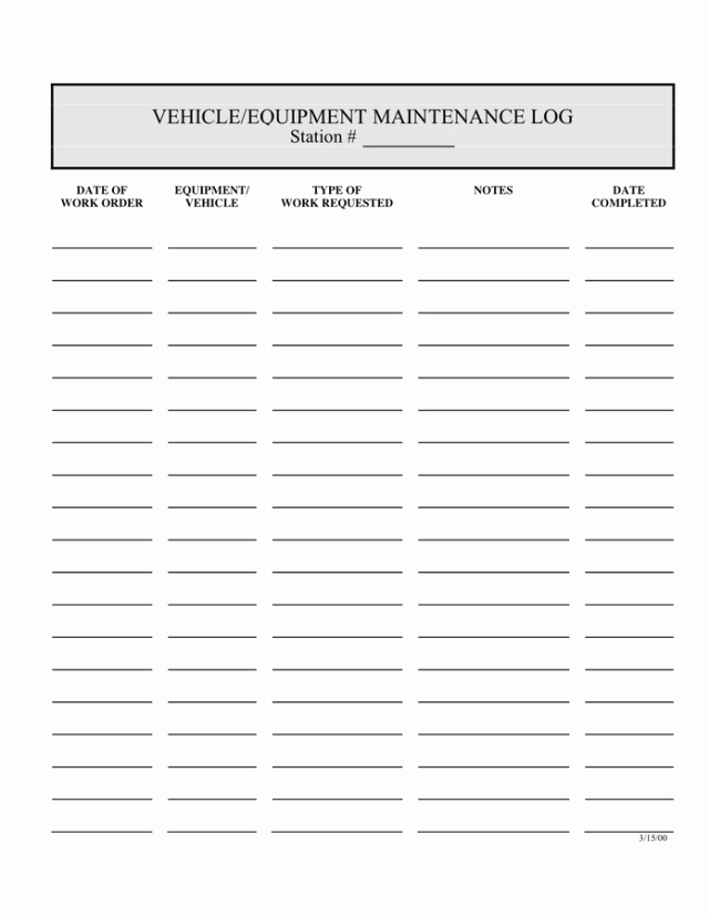 Equipment Maintenance Log Template Excel Elegant 5 Equipment Maintenance Log Templates – Word Templates