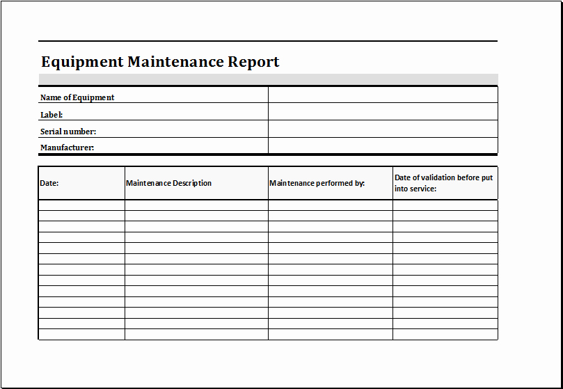 Equipment Maintenance Log Template Excel Lovely Equipment Maintenance Schedule Template Excel
