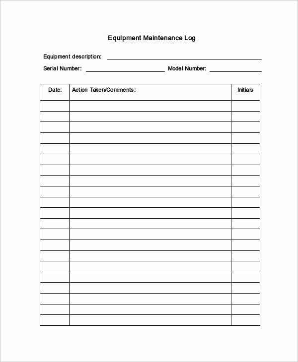 Equipment Maintenance Log Template Excel Lovely Maintenance Log Template 11 Free Word Excel Pdf