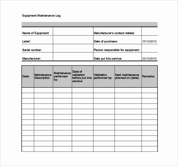 Equipment Maintenance Log Template Excel Luxury Equipment Maintenance Schedule Template Excel