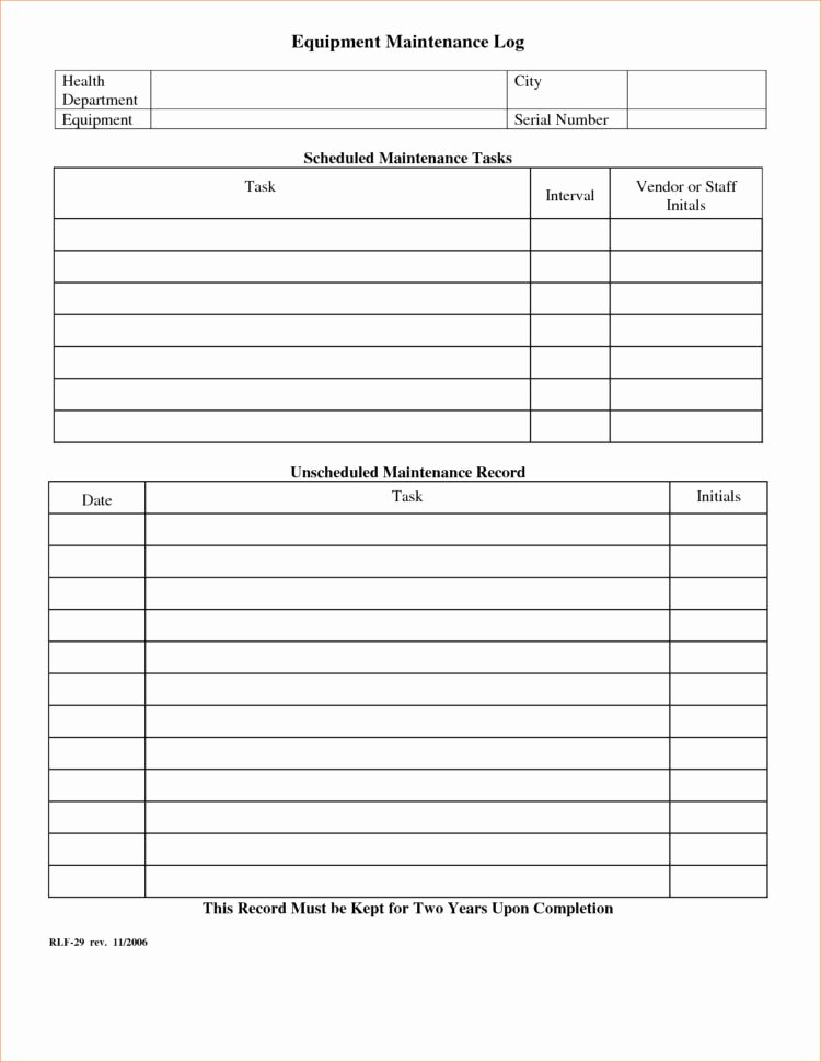 Equipment Maintenance Log Template Excel New Equipment Maintenance Tracking Spreadsheet Spreadsheet