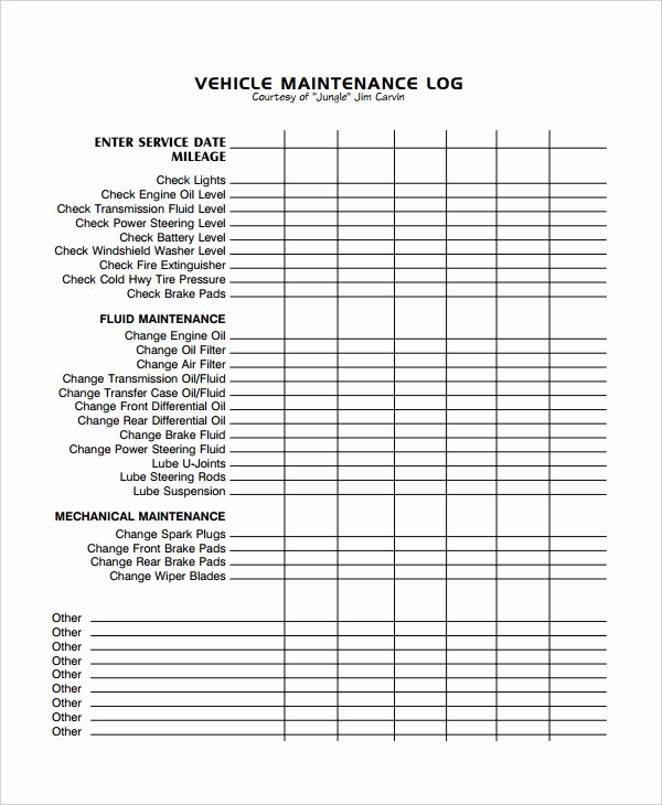 Equipment Maintenance Log Template Excel New Maintenance Log Template 11 Free Word Excel Pdf